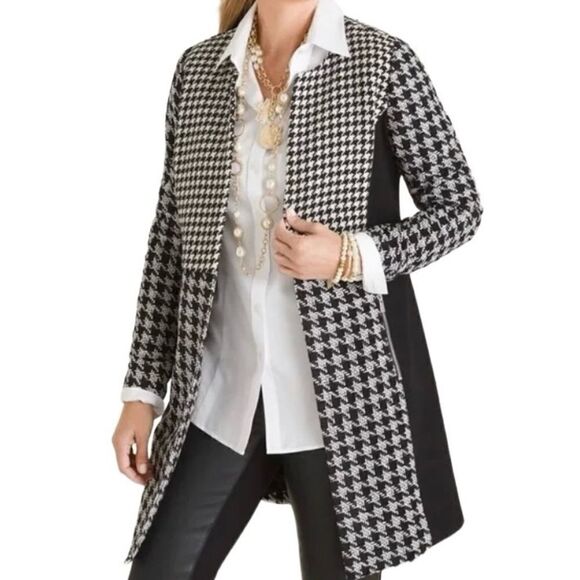 CHICO’S Houndstooth Lined Jacket (Sz 1) - Picture 1 of 10